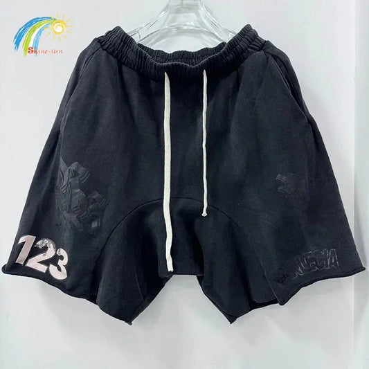 Unisex Vintage Washed Cotton Drawstring Logo Shorts