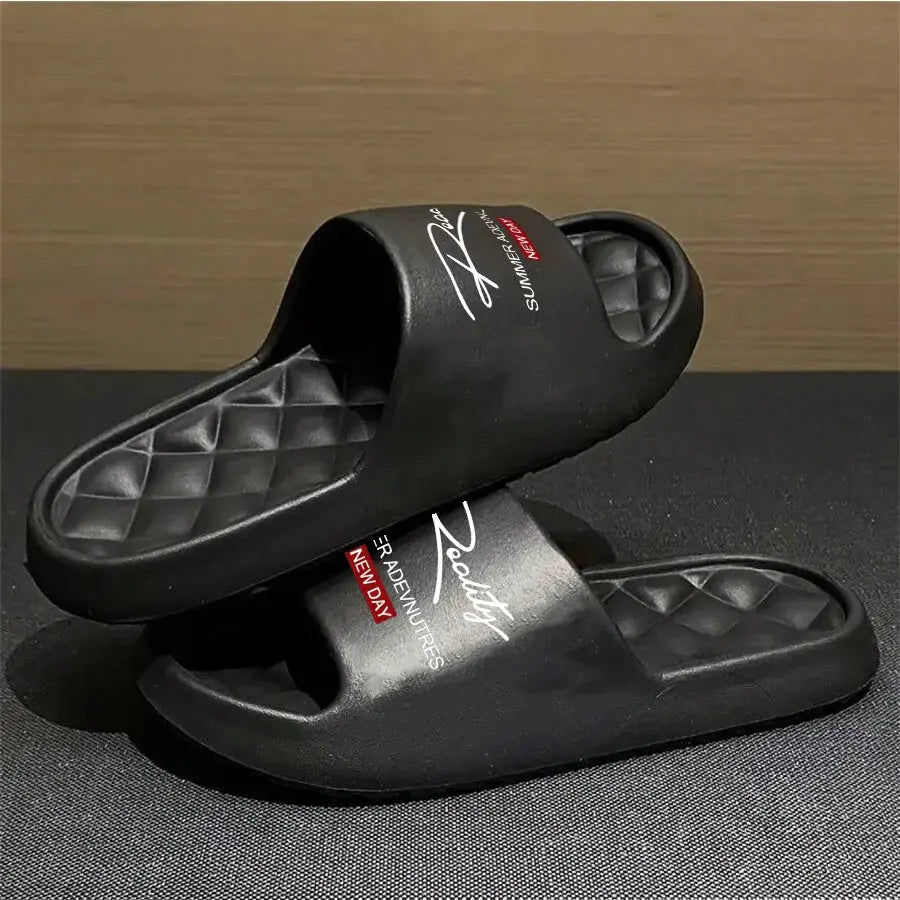 New ins-style reality print comfortable thick-soled EVA casual breathable slide sandals for men and women, suitable for home, bathroom, and outdoor use, versatile