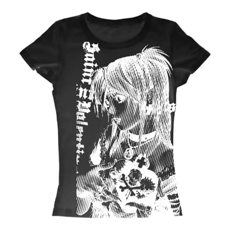 Tricou Streetwear Y2K Print Text Femei - croială