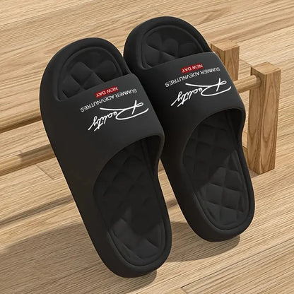 New ins-style reality print comfortable thick-soled EVA casual breathable slide sandals for men and women, suitable for home, bathroom, and outdoor use, versatile