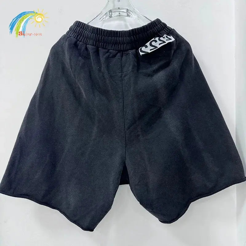 Unisex Vintage Washed Cotton Drawstring Logo Shorts