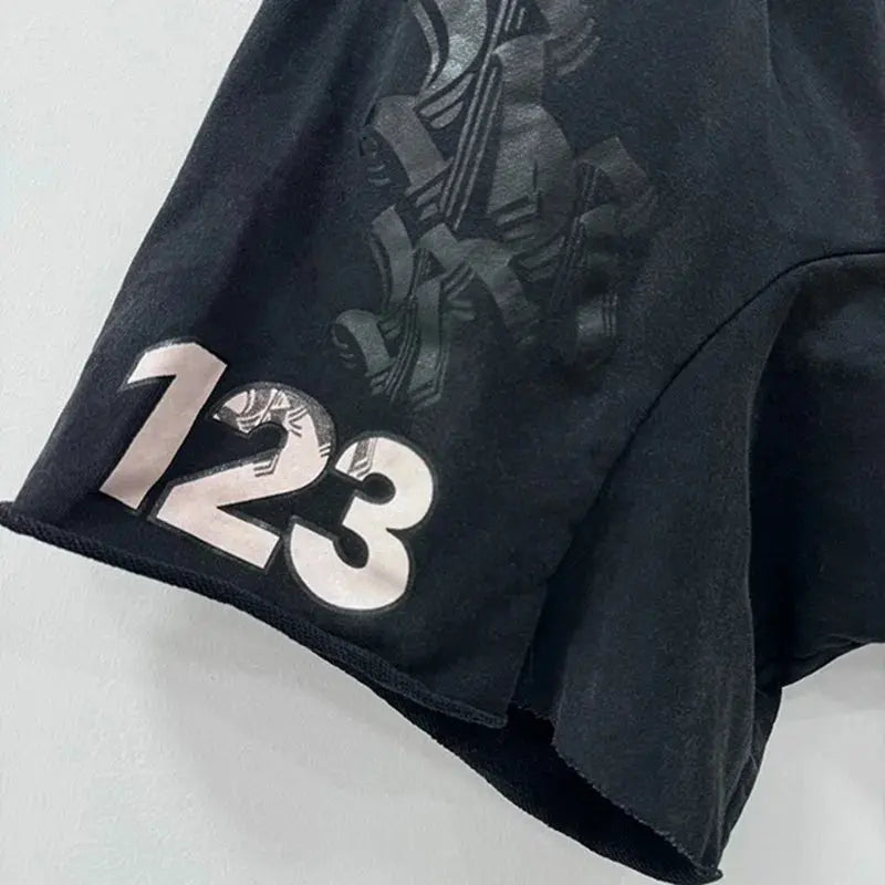 Unisex Vintage Washed Cotton Drawstring Logo Shorts