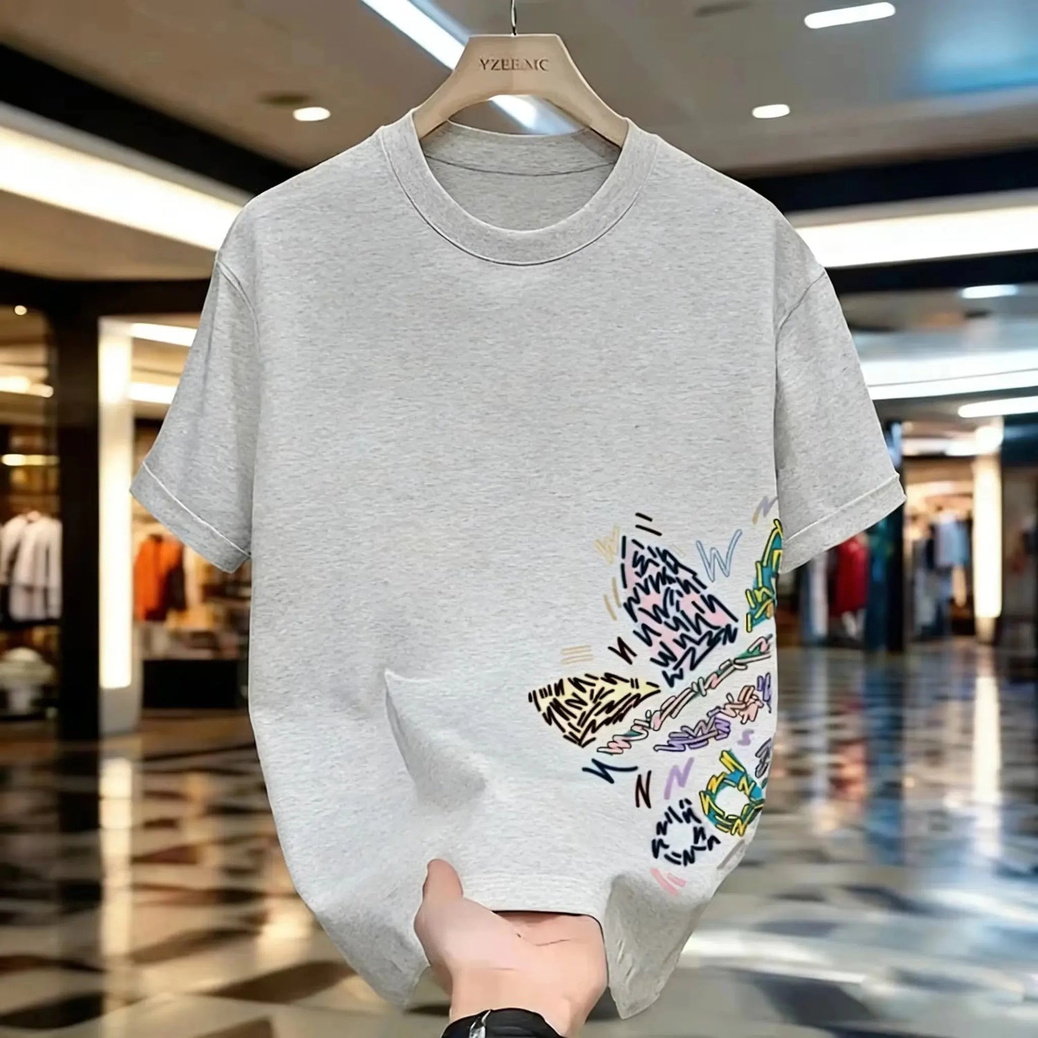 2 Color Unisex Graphic Car Print T-Shirt Crew Neck Top